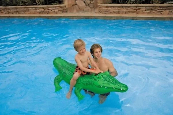 Надувной водный крокодильчик зеленый плотик для катания INTEX виниловый игрушка с ручками для малыша tru - фото 3 - id-p2091309162