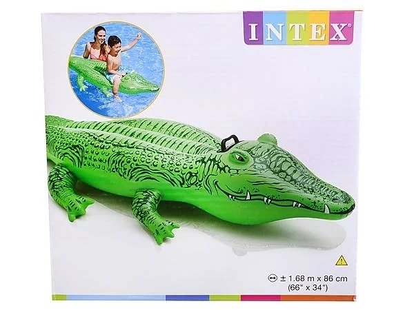 Надувной водный крокодильчик зеленый плотик для катания INTEX виниловый игрушка с ручками для малыша tru - фото 7 - id-p2091309162