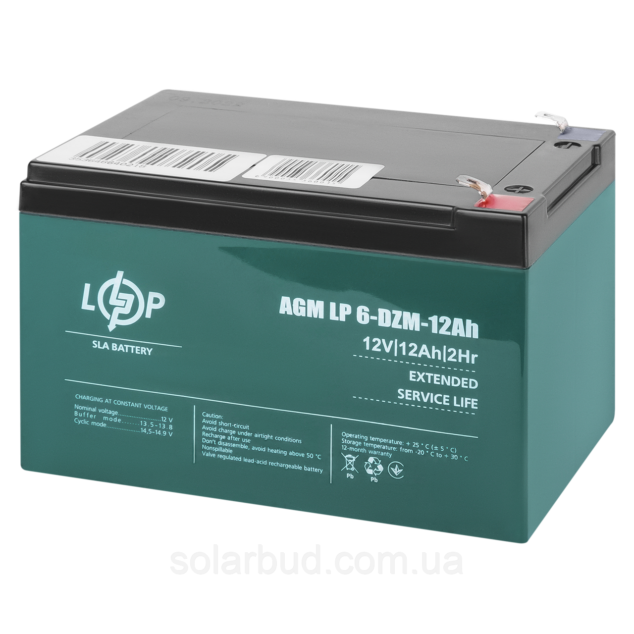 Тяговий свинцево-кислотний AGM акумулятор LP 6-DZM-12 Ah, фото 1