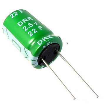 DRE22/2.5 Іоністор (конденсатор високої ємності) 22F 2.5 V 16x30 mm RM7.5 ionistor