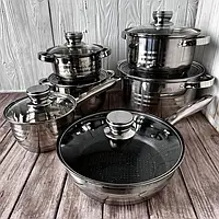 Посуда кастрюли из нержавеющей стали, набор из 12 предметов из кастрюль, казанов и сковородок с крышками tru