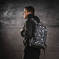 Городской мужской принтованный рюкзак с логотипом Nike универсальный с уплотненным дном боковыми карманами tru