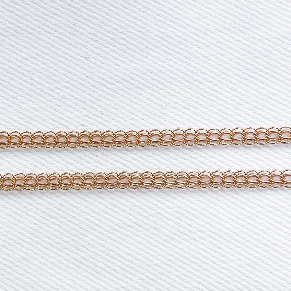 Золотий ланцюжок плетіння венеція (пітон) 55 см, 3-4 мм із червоного золота 585 проби