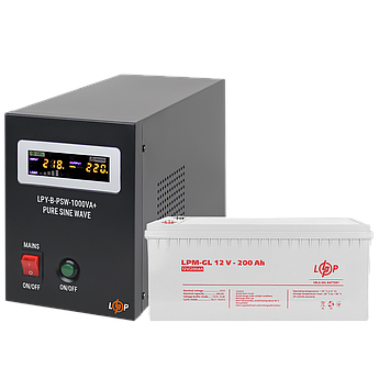 Комплект резервного живлення для котла і теплої підлоги LP (LogicPower) ДБЖ + гелева батарея (UPS B1000VA + АКБ GL 2400W)