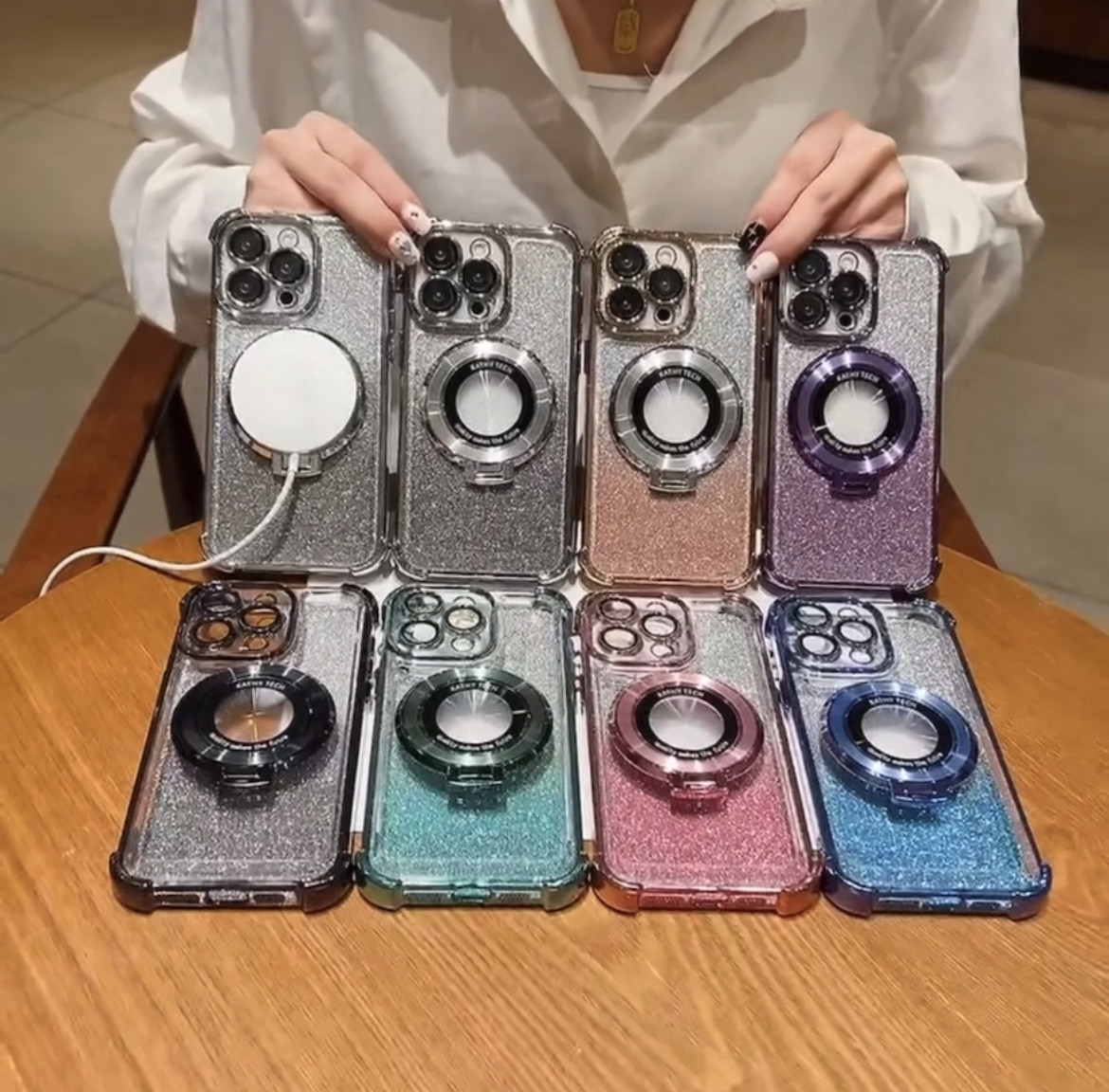 Чохол MagSafe для IPhone 13 силіконовий + кільце тримач, purple