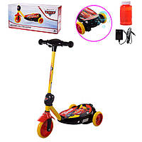 Электросамокат детский с мыльными пузырями 3-х колесный "Cars" Bambi MS212 колеса PU 110 мм, World-of-Toys