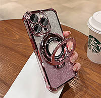 Чехол силиконовый для Iphone 12 + MagSafe + кольцо держатель , pink