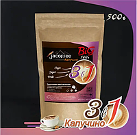 Кава 3в1 зі смаком Капучіно Jacoffee, ароматний насичений напій у зручній упаковці, 200 г