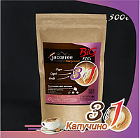 Кофе 3в1 со вкусом Капучино Jacoffee, ароматный насыщенный напиток в удобной упаковке, 500 г