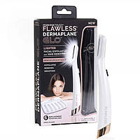 Триммер женский Flawless Dermaplane Glo для лица с LED подсветкой Белый (F-S)