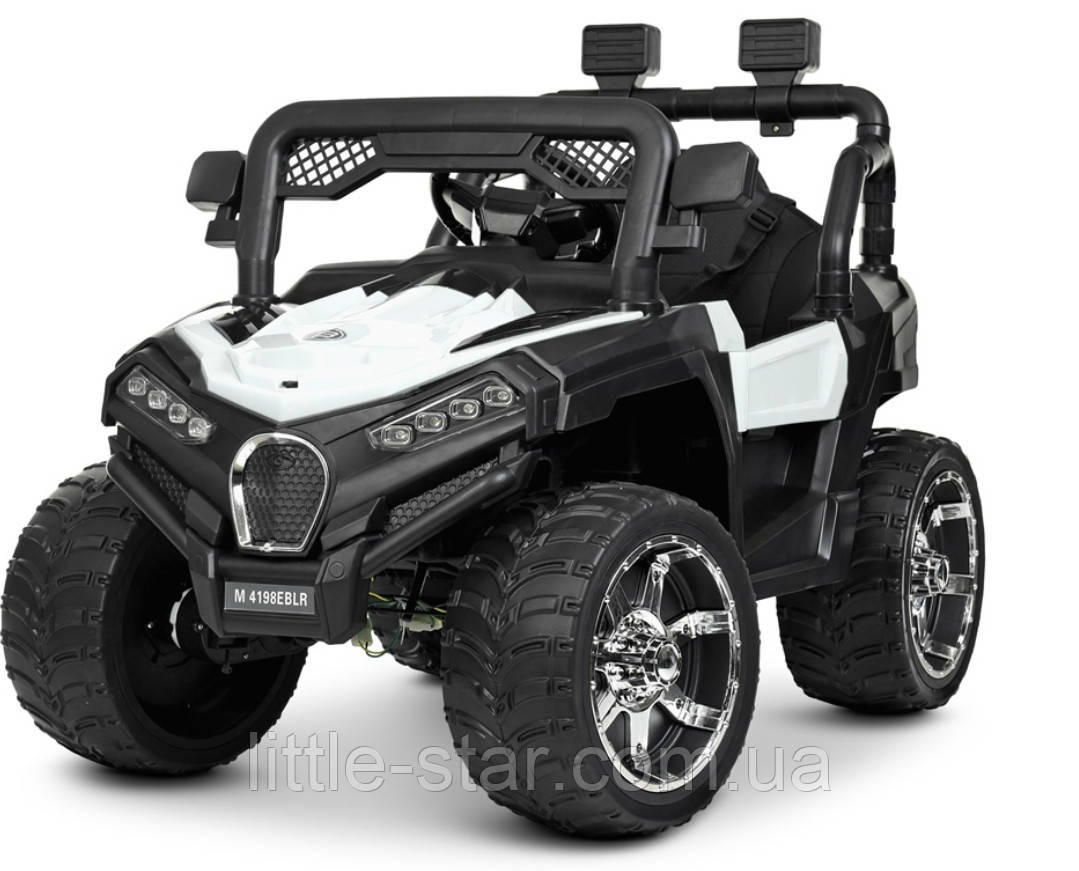 Дитячий електромобіль джип Bambi M 4198 EBLR Баггі, білий
