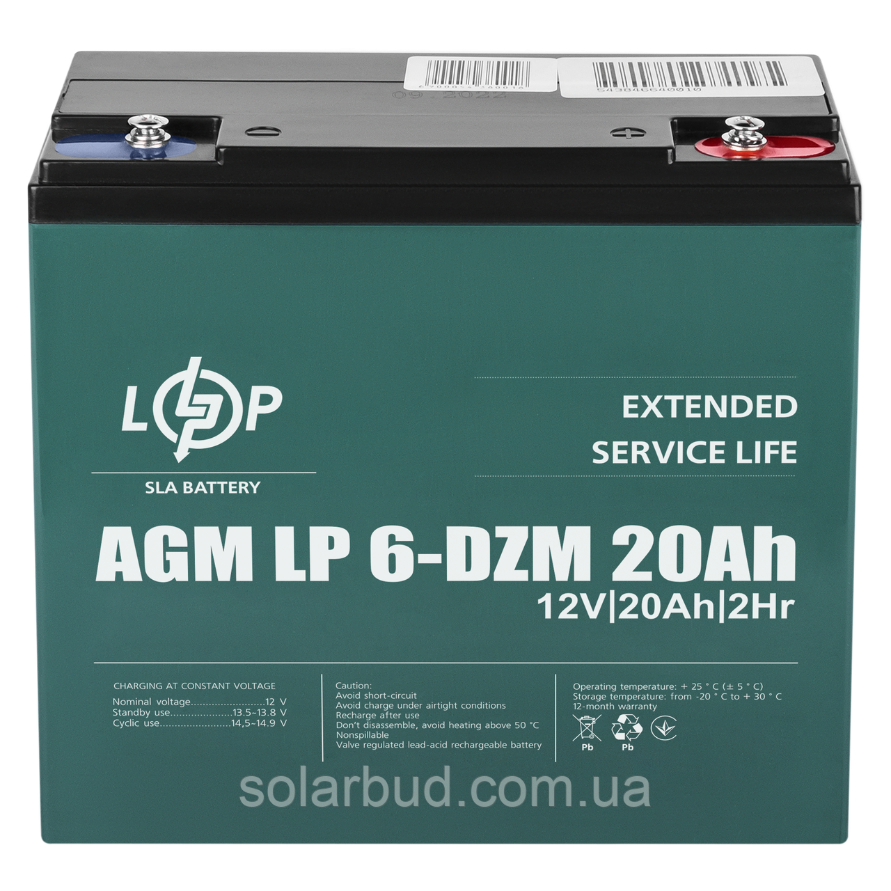 Тяговий свинцево-кислотний AGM акумулятор LP 6-DZM-20 Ah, фото 1