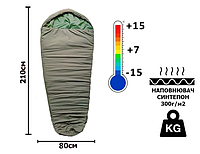 Зимний армейский спальный мешок конверт для походов трехслойный на синтепоне для палатки, влагостойкий tru