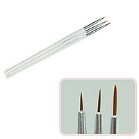 Набір пензлів для малювання (3 шт.) біла ручка (пензли для малювання, пензлики для моделювання, манікюрні)