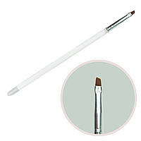 Кисть для геля скошенная (прозрачная ручка) №2 (кисточки для рисования, кисточки для моделирования, маникюрные
