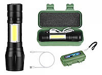 Светодиодный ручной фонарь Bailong Police BL-511 на аккумуляторе с ZOOM и USB в кейсе (F-S)