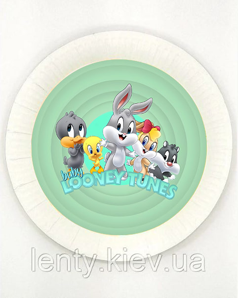 Тарілки "Багз Банні / Луні Тюнз / Looney Tunes " мятний (Поштучно) 18 см паперові малотиражні тарілочки