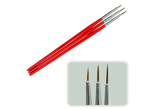 Набір кистей для малювання (3шт) червона ручка (пензлики для малювання, пензлики для моделювання, манікюрні