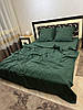Постільна білизна бязь 2 спальне Євро смужка темно-зелена, фото 8