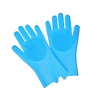 Силиконовые перчатки для мытья посуды, голубой (F-S)