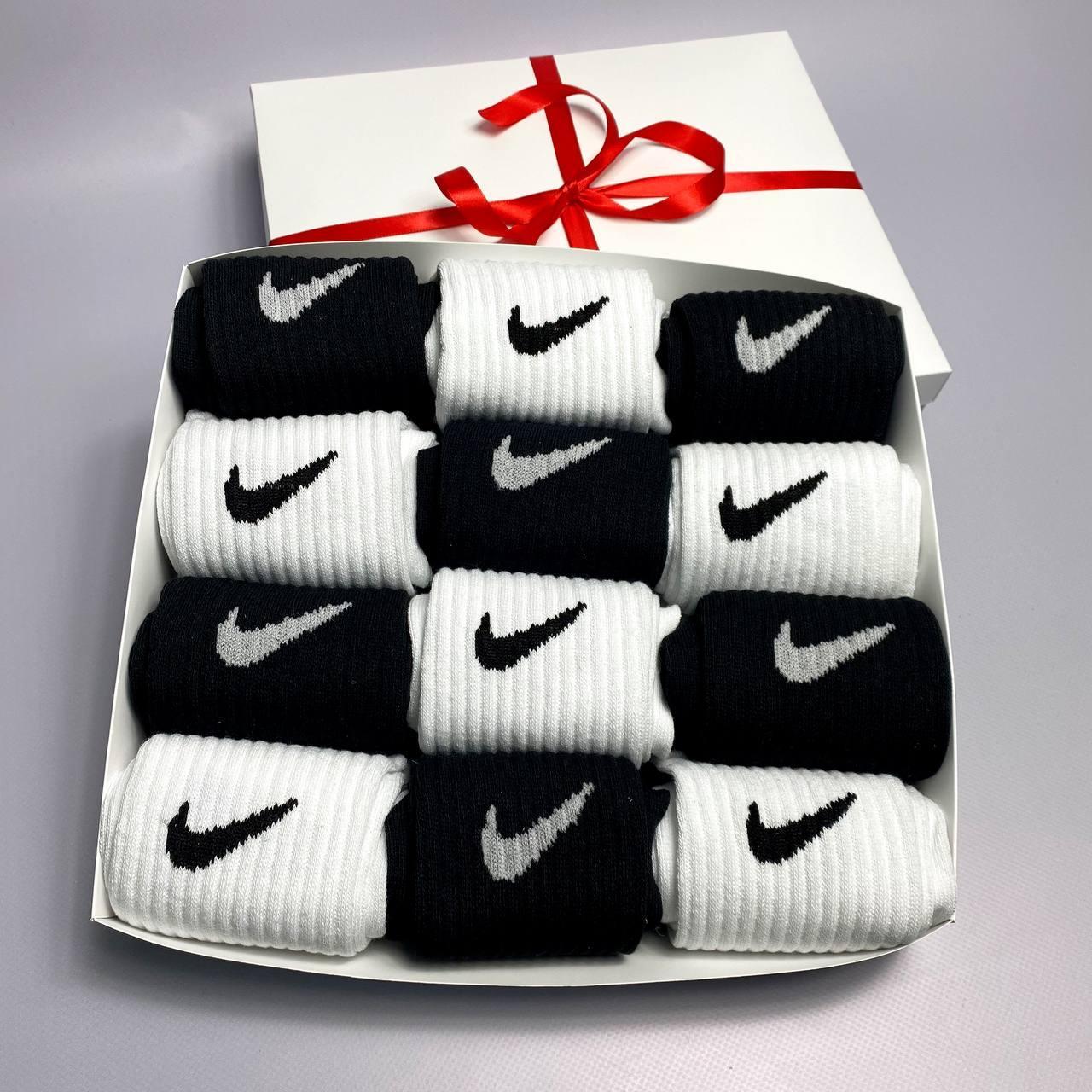 Подарочные наборы носки Nike для мужчин Мужские носочки Высокие прикольные 12 пар носки Носки с надписью лин - фото 3 - id-p2091456441