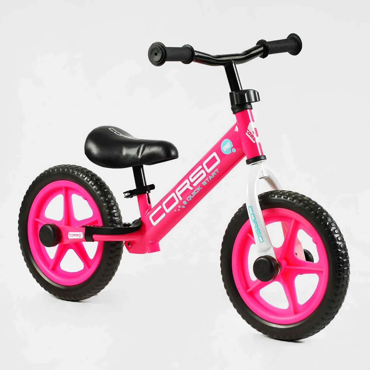 Велобіг дитячий Corso SPRINT JR-01309 Рожевий, колеса 12" EVA (ПЕНА), підставка для ніг
