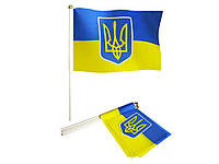 Прапорець 14см*21см УКРАЇНА ГЕРБ 10шт/уп ТМ УКРАЇНА