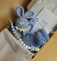 Подарочный набор новорожденным, беби-бокс в голубом цвете, подарок на выписку