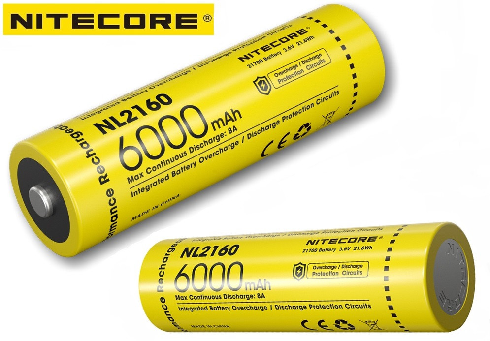 Акумулятор NITECORE NL2160 6000mAh 21700 (Li-Ion, IPX6, 8A, 3.6V, 21.6Wh, Захист), Оригінал