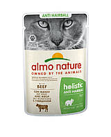 Консервированный корм Almo Nature с говядиной для выведения шерсти у кошек, пауч 70 г 8001154125887