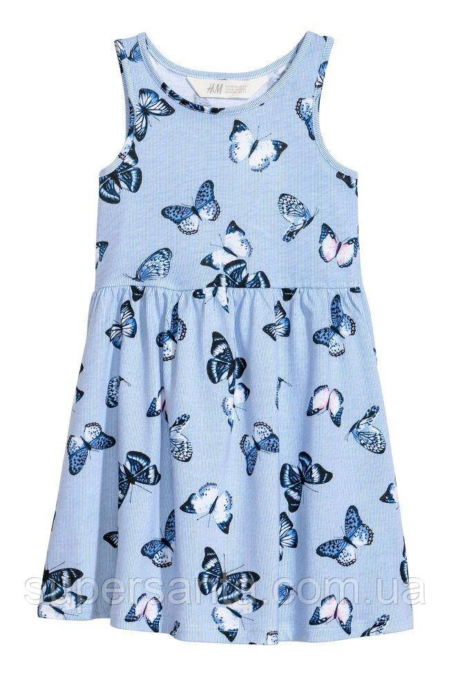Дитячий сарафан сукня H&M (блакитні метелики) Sleeveless jersey dress 4-6 років