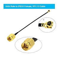 CAB-RF-IPEX/SMA-J-005 Радиочастотный переходник: IPEX - SMA-J (папа) 5 см. Тип кабеля 1,13 мм.