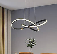 Современная светодиодная потолочная люстра в скандинавском стиле + Пульт NEO Gleam Black для стола, столовой,