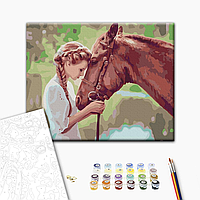Картина по номерам Brushme Девушка с лошадью BS51819 набор для росписи по цифрам