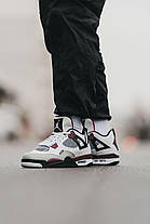 Чоловічі кросівки Nike PSG Air Jordan 4 Paname Найк Джордан 4 білі з фіолетовою шкірою нубук демісезон, фото 4