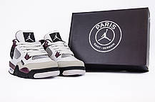 Чоловічі кросівки Nike PSG Air Jordan 4 Paname Найк Джордан 4 білі з фіолетовою шкірою нубук демісезон, фото 5