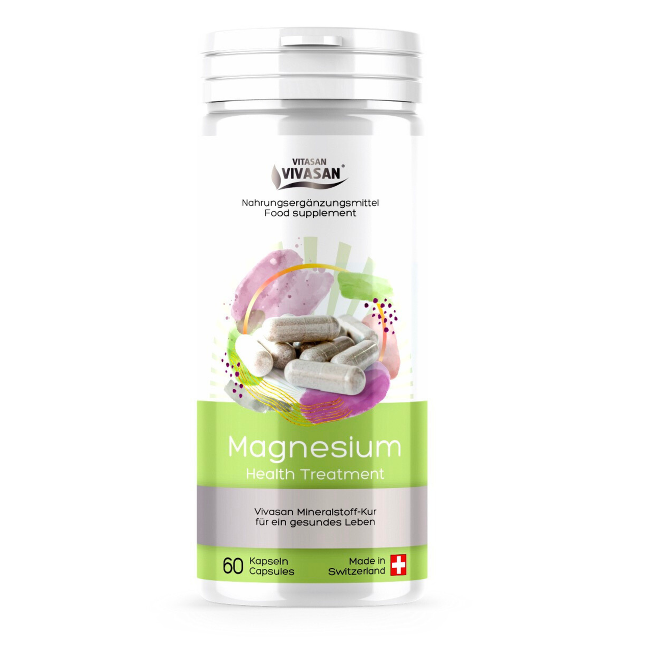Магній для серця, м’язів і нервової системи, Vivasan Вівасан, Швейцарія, 60 капсул