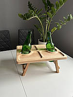 Деревянный пивной столик БУК, для пива на ножках, Большой стол для закусок и пива, мужу, 4 секции 35х25 см.