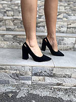 Туфлі жіночі MEIDELI F-1 чорні (весна-осінь, еко-замша) (3955)