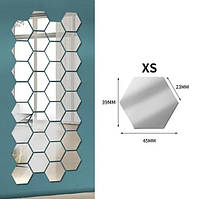 Декоративні Дзеркальні Наклейки Соти на Стіни 45 x 39 x 23 мм