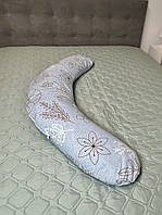 Длинная подушка для беременных и кормления младенца Relax ТМ Лежебока Подушки для беременных бумеранг Гілки голубі