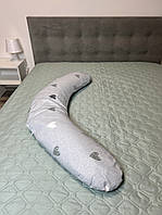 Длинная подушка для беременных и кормления младенца Relax ТМ Лежебока Подушки для беременных бумеранг Меленкі серденька на сірому