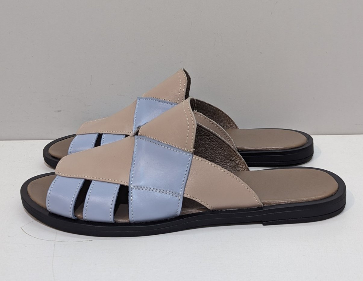 STTOPA Розміри 37-45. Шльопанці великих розмірів шкіряні. 423-3745 Бежеві, блакитні, фото 1