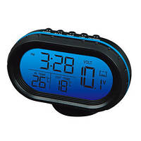 Автомобильные часы с термометром и вольтметром VST 7009V (F-S)