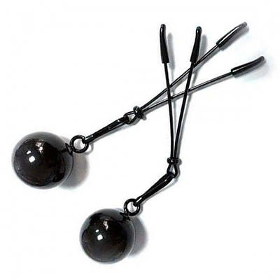 Затискачі на соски і клітор чорні у вигляді пінцета з вагами для БДСМ Talla