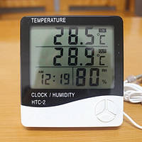Цифровой термометр, часы, гигрометр с проводдом (F-S)