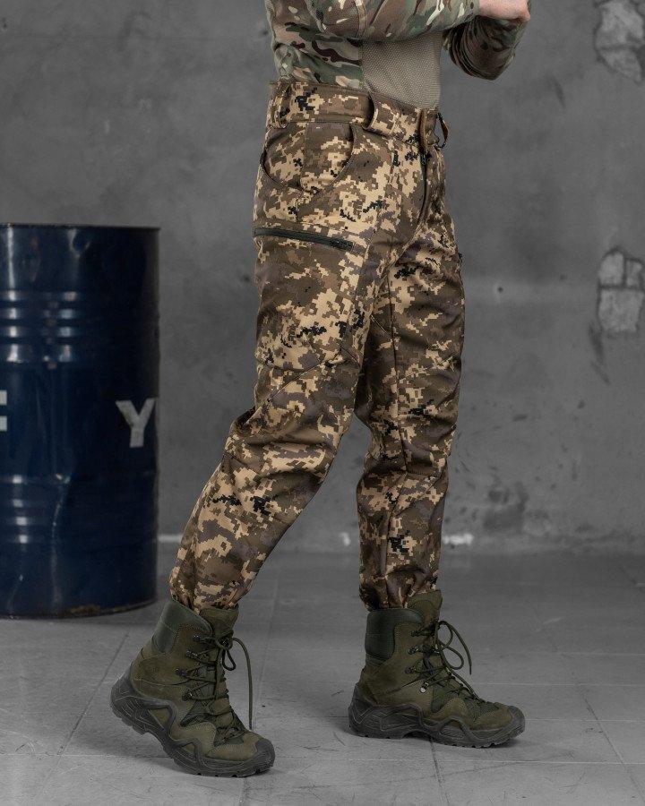 Армейские штаны SoftShell пиксель, тактические теплые брюки с высоким поясом для армии с карманами - фото 7 - id-p2091589520