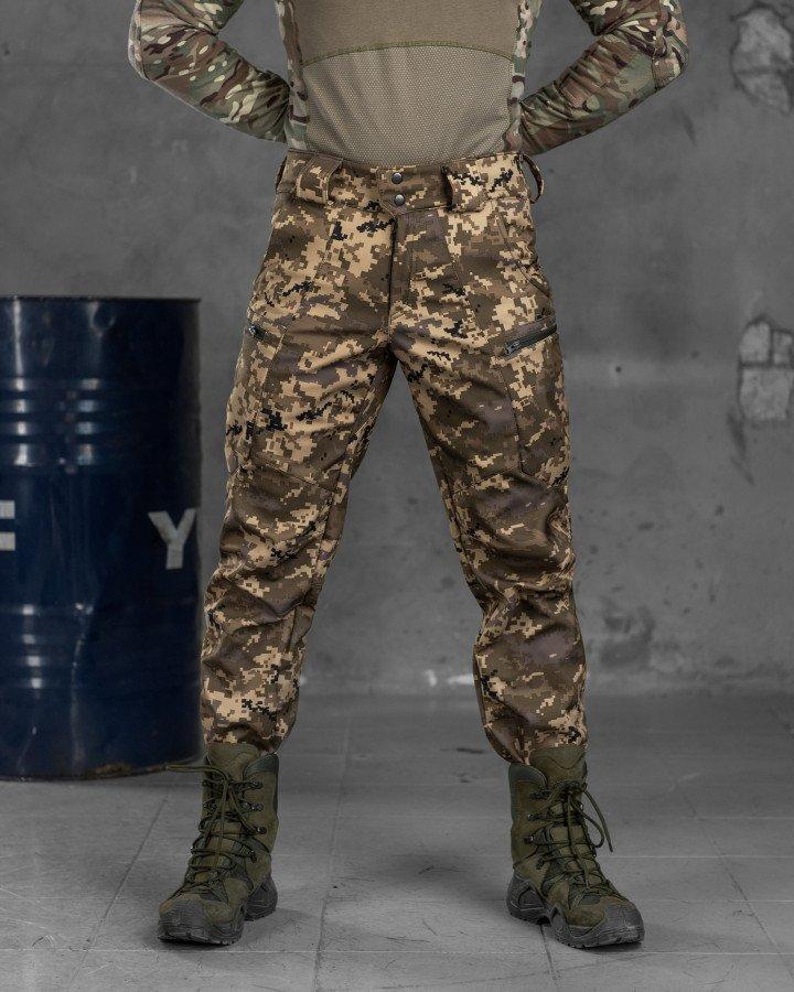 Армейские штаны SoftShell пиксель, тактические теплые брюки с высоким поясом для армии с карманами S - фото 5 - id-p2091591162