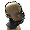 Чорний шкіряний намордник з кляпом в рот для БДСМ Talla, фото 2
