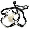 Білий кляп в рот з чорними шкіряними ременями на обличчя для БДСМ-ігор Talla, фото 2
